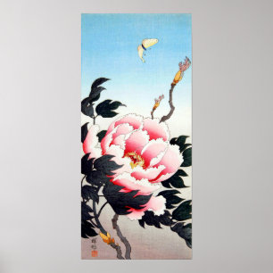 Poster 牡 丹 に 蝶, 古 Peony & Butterfly, Koson, Ukiyo-e