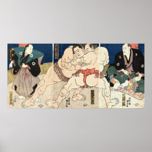 Poster 相 撲, 国 貞 Lutte Smou, Kunisada