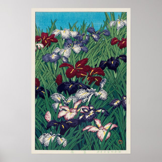 Poster 菖 蒲, Iris, Hasui Kawase, Woodcut (Devant)