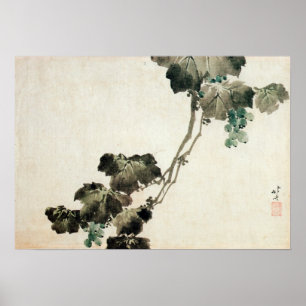 Poster 葡 萄, 北 斎 Grape, Hokusai