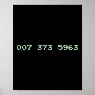 Poster 007 373 5963 Video Game Code 1987 80's Retro Games