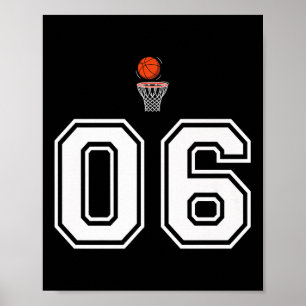 Poster 06 Nombre Style Basketball Vintage Blanc Premium