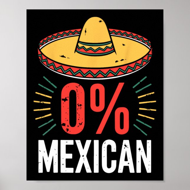 Poster 0% Chemise Mexicaine Hommes Drôle Femmes Cinco De  (Devant)