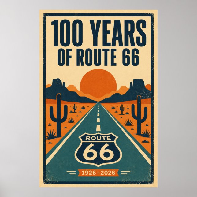 Poster 100 ans de Route 66 Litho Centenaire (Devant)