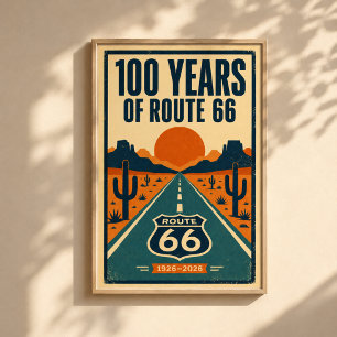 Poster 100 ans de Route 66 Litho Centenaire