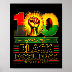 Poster 100 Ans D'excellence Noire Centenaire Histoire Des