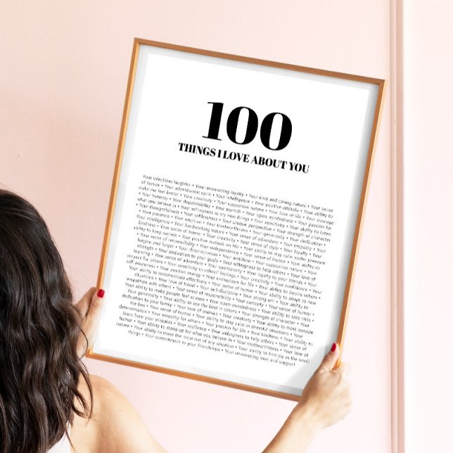 Poster 100 choses que j'aime à propos de vous minimaliste (Créateur téléchargé)