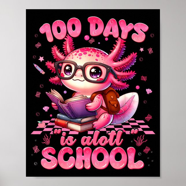 Poster 100 Day Is Alott School Nk Axolt 100th Day Teacher (Devant)