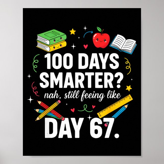 Poster 100 Days Smarter Still Feeling Like Day 67 Meme Fu (Devant)