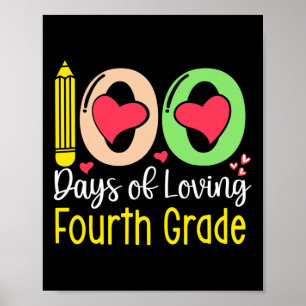 Poster 100 Jours d'amour 4e année 100e Jour de l'école T