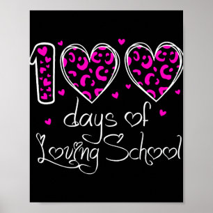 Poster 100 Jours D'Amour École Leopard Enseignant Coeur