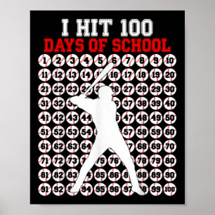 Poster 100 Jours De Baseball Scolaire 100E Jour D'École