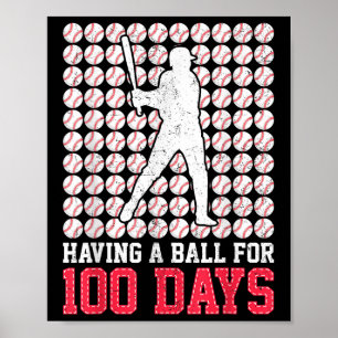 Poster 100 Jours De Baseball Scolaire 100E Jour Pour Les 