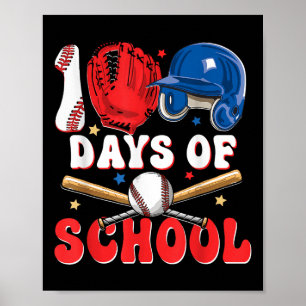 Poster 100 Jours De Baseball Scolaire 100E Jour Pour Les 