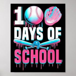 Poster 100 Jours De Bat De Baseball Scolaire 100E Jour De
