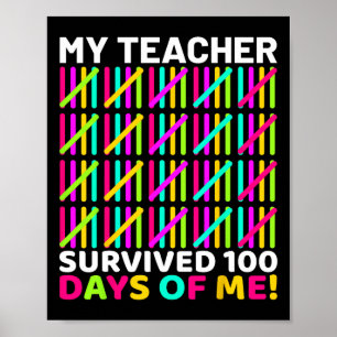 Poster 100 Jours De Chemise D'École Enfants 100E Jour Cos