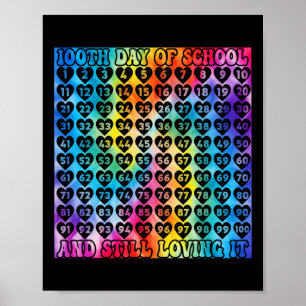 Poster 100 Jours De Coeurs De Teinture À L'École Numéros