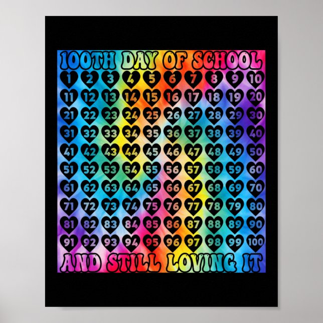 Poster 100 Jours De Coeurs De Teinture À L'École Numéros  (Devant)