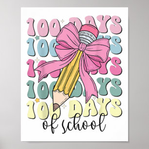 Poster 100 Jours De Filles D'École Coquette Bow 100e Jour