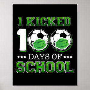 Poster 100 Jours De Football Scolaire Portant Un Masque V