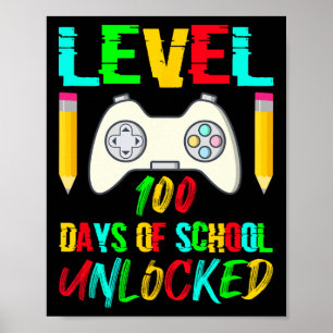 Poster 100 Jours De Jeux Vidéo De Gamer Déverrouillés À L
