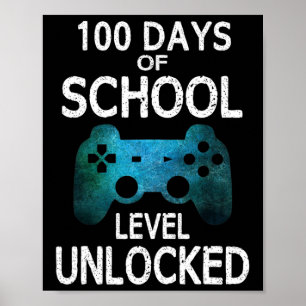 Poster 100 Jours De Jeux Vidéo De Gamer École Niveau Déve