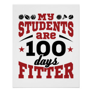 Poster 100 Jours de l'école PE Enseignant 100 Jours Fitte
