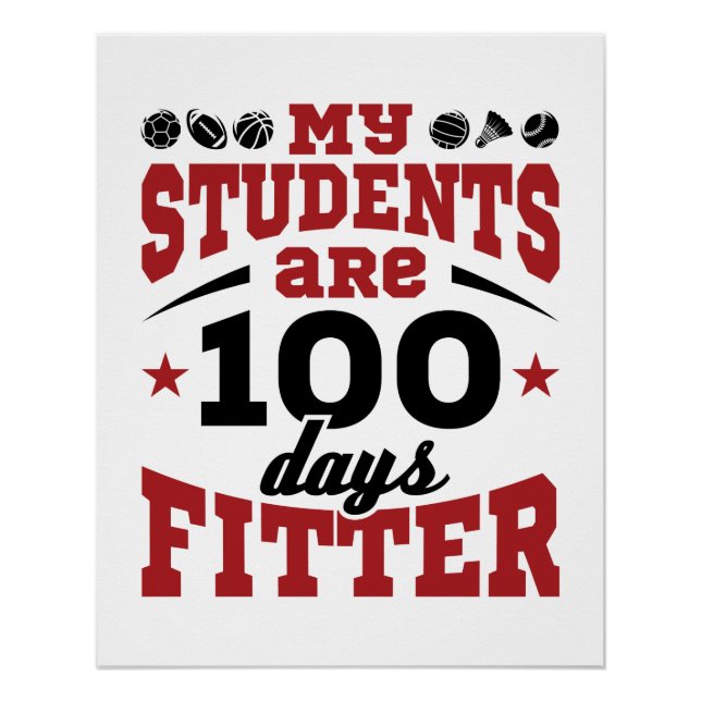 Poster 100 Jours de l'école PE Enseignant 100 Jours Fitte (Devant)