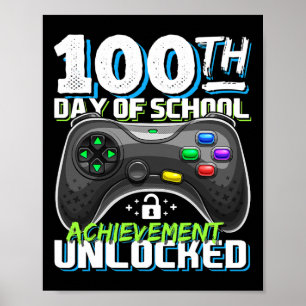 Poster 100 Jours de réussite scolaire Jeu vidéo déverroui
