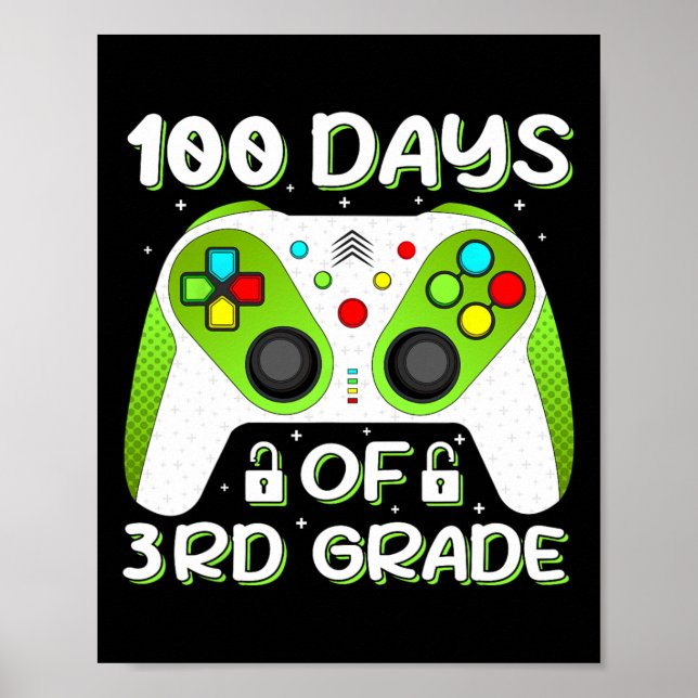 Poster 100 Jours D'École 3e Classe Vidéo Gamer Étudiant T (Devant)