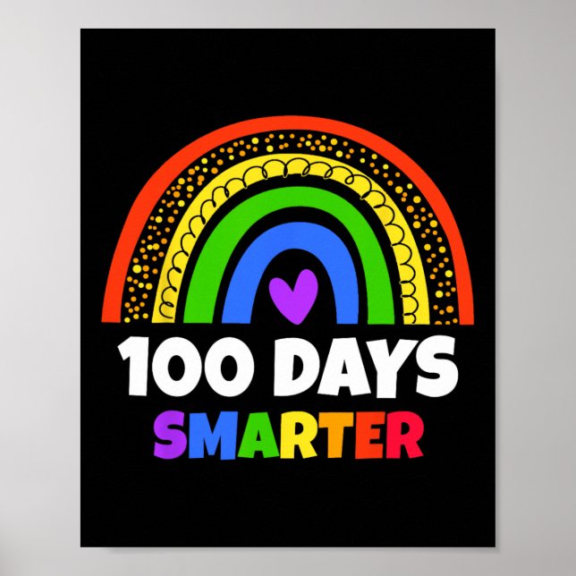 Poster 100 Jours D'École Arc En Ciel Enfants Et Enseignan (Devant)