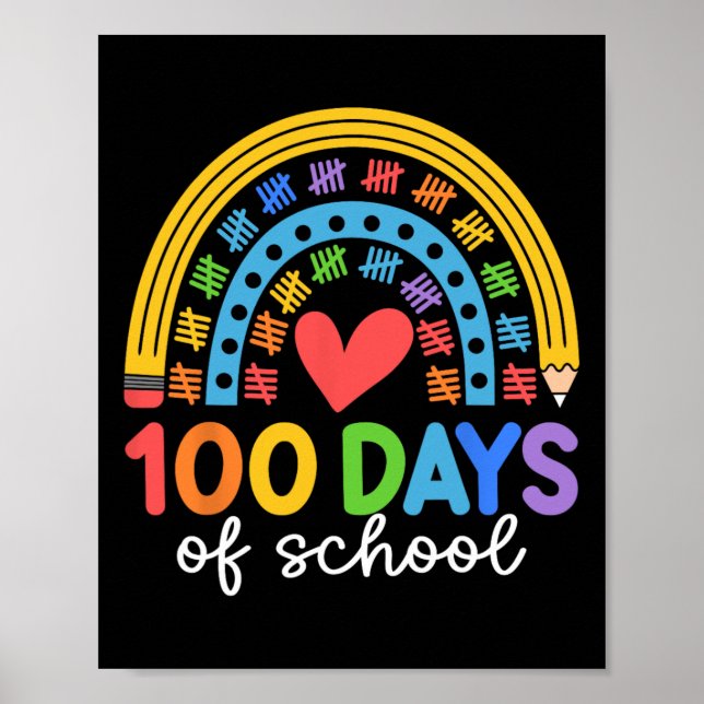 Poster 100 Jours D'École Conception De Célébration Arc-En (Devant)