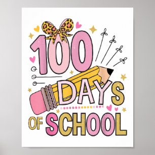 Poster 100 Jours D'École Coquette Bow 100e Jour École