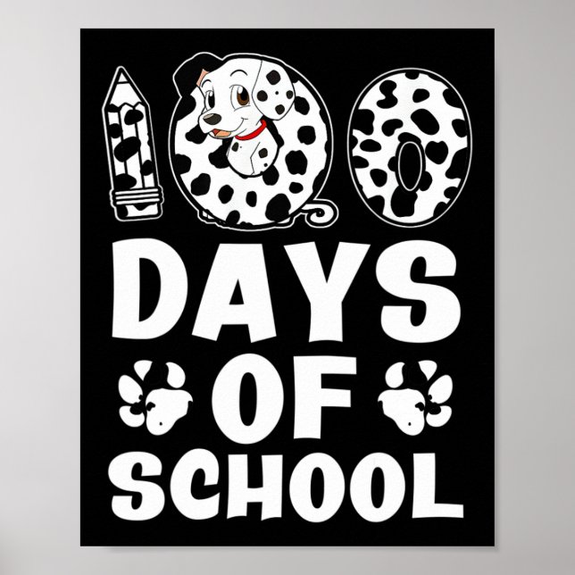 Poster 100 Jours D'École Dalmatienne Chien Garçons Filles (Devant)