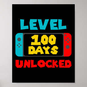 Poster 100 Jours D'École Déverrouillé 100E Jour Jeu Vidéo