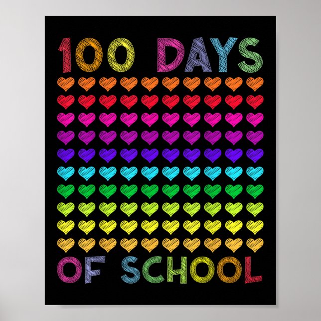 Poster 100 Jours D'École Et Toujours Aimer Il Coeur (Devant)