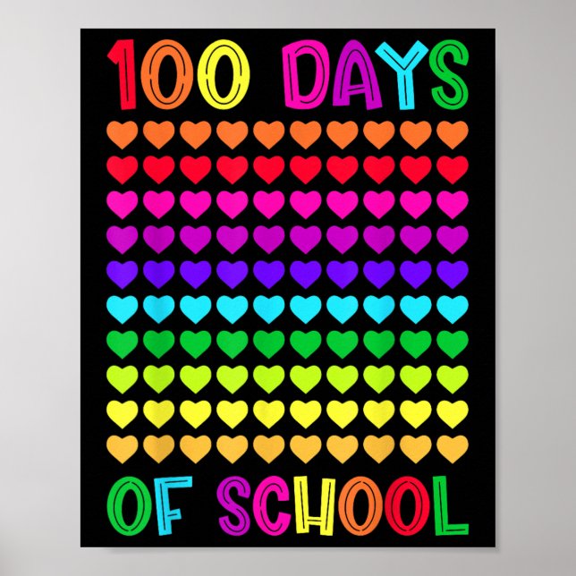 Poster 100 Jours D'École Et Toujours Aimer Il Coeur 10 (Devant)