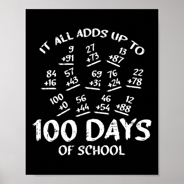 Poster 100 Jours D'École Math Addition Cool Enseignant Ét (Devant)