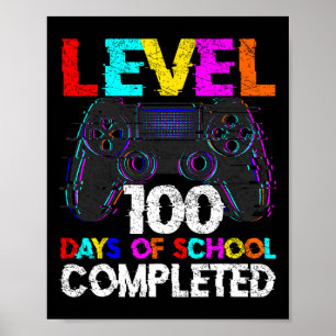Poster 100 Jours D'École Terminé Gamer Garçon Niveau 100 