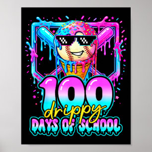Poster 100 jours dégoulinants d'école de baseball glace 1