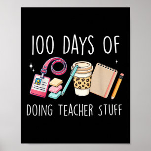 Poster 100 Jours D'Enseignante Femme D'École Graphique 10