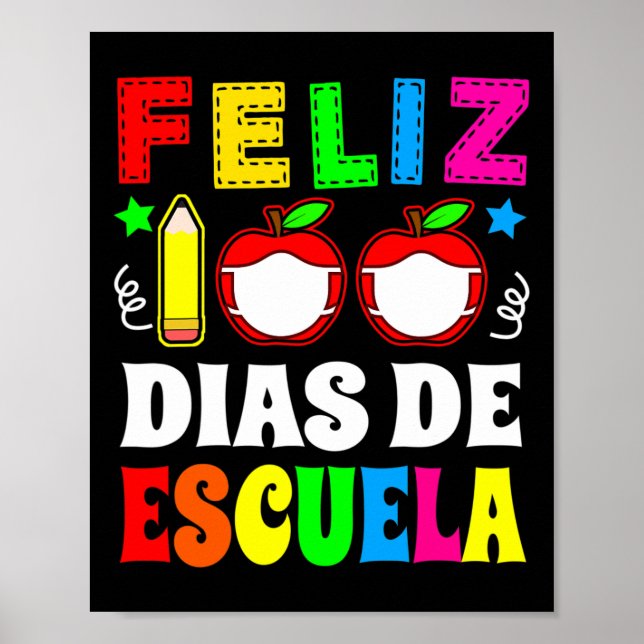 Poster 100 Jours D'Espagnol Scolaire - Feliz 100 Dias De  (Devant)