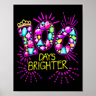 Poster 100 Jours Enseignant Plus Brighter Filles 100 Jour