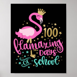 Poster 100 Jours Flamazing De Flamant rose D'École Enseig