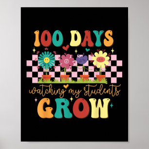 Poster 100 jours Growing Boho Flowers Enseignant 100e jou
