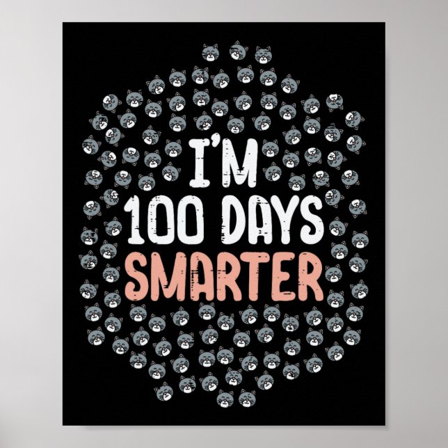 Poster 100 Jours Smarter 100e Jour De L'École Kitten Chat (Devant)