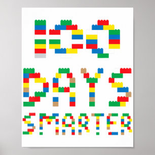 Poster 100 Jours Smarter Funny School Blocks pour garçons