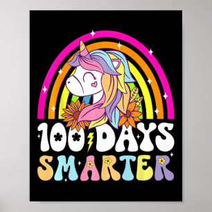 Poster 100 Jours Smarter Unicorn Enfants Rainbow 100e Jou