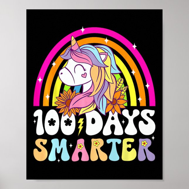Poster 100 Jours Smarter Unicorn Enfants Rainbow 100e Jou (Devant)