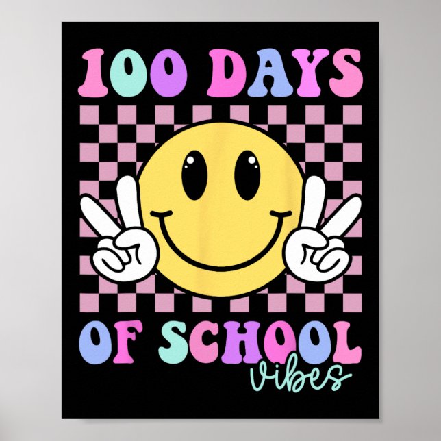 Poster 100 Jours Vibes Smile Enseignant Garçon Fille 100e (Devant)